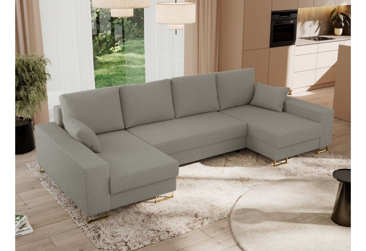 Narożnik DORIAN U - uniwersalny - jasnoszary, boucle