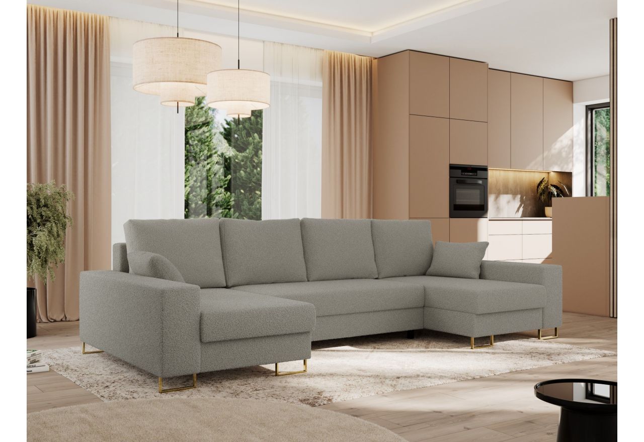 Narożnik DORIAN U - uniwersalny - jasnoszary, boucle