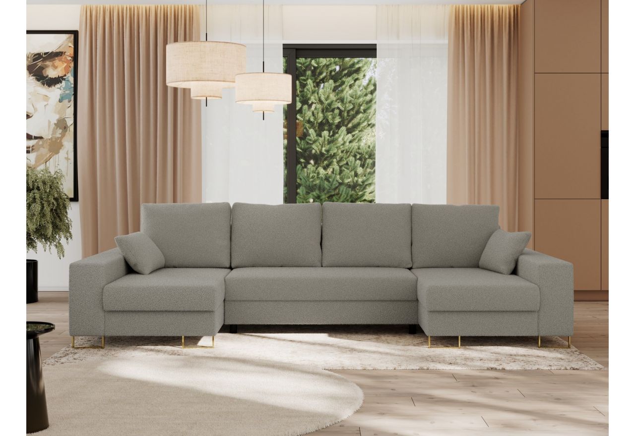 Narożnik DORIAN U - uniwersalny - jasnoszary, boucle