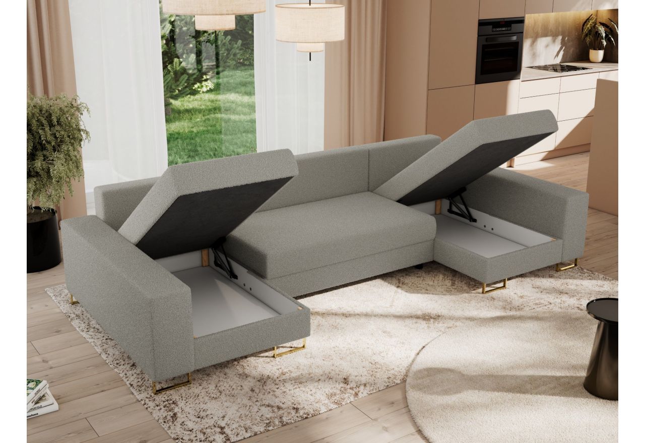 Narożnik DORIAN U - uniwersalny - jasnoszary, boucle