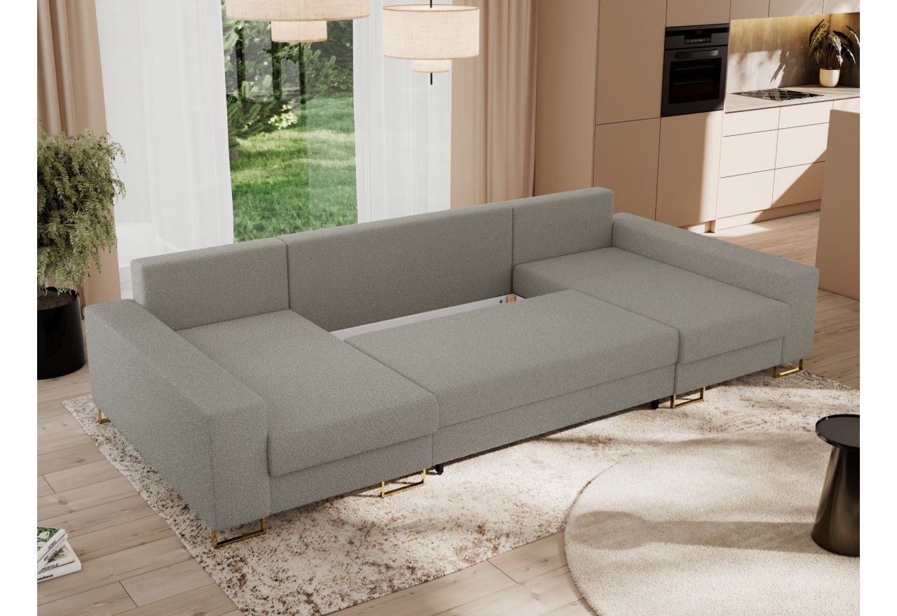 Narożnik DORIAN U - uniwersalny - jasnoszary, boucle