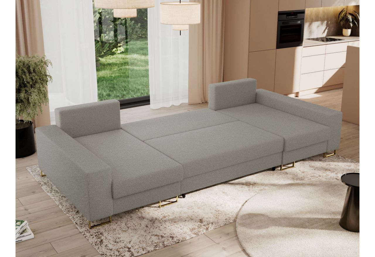 Narożnik DORIAN U - uniwersalny - jasnoszary, boucle