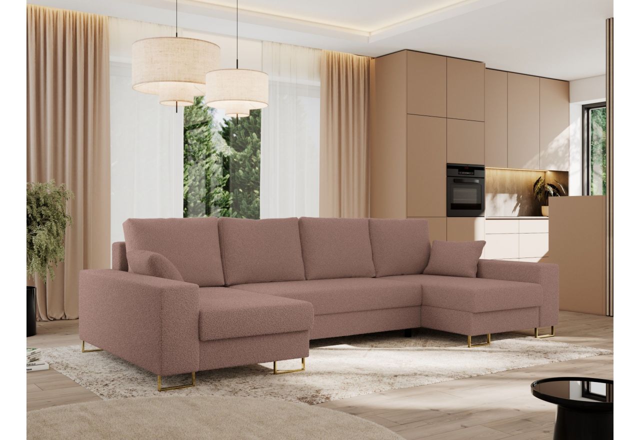 Narożnik DORIAN U - uniwersalny - różowy, boucle