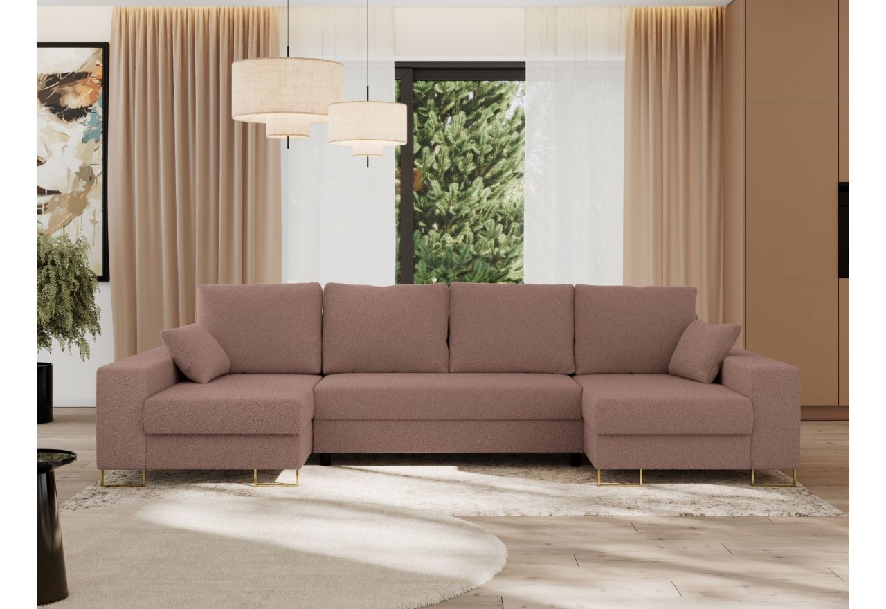 Narożnik DORIAN U - uniwersalny - różowy, boucle