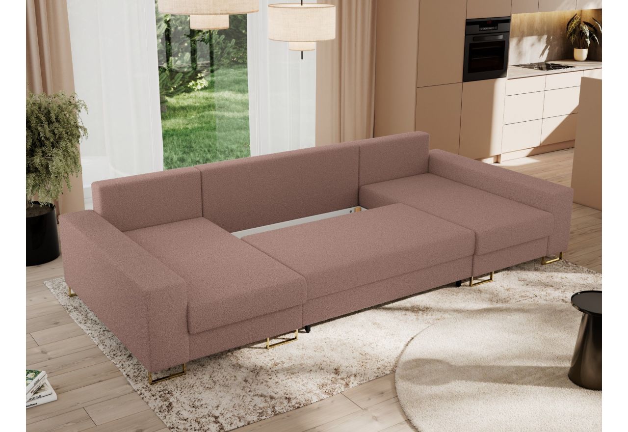 Narożnik DORIAN U - uniwersalny - różowy, boucle