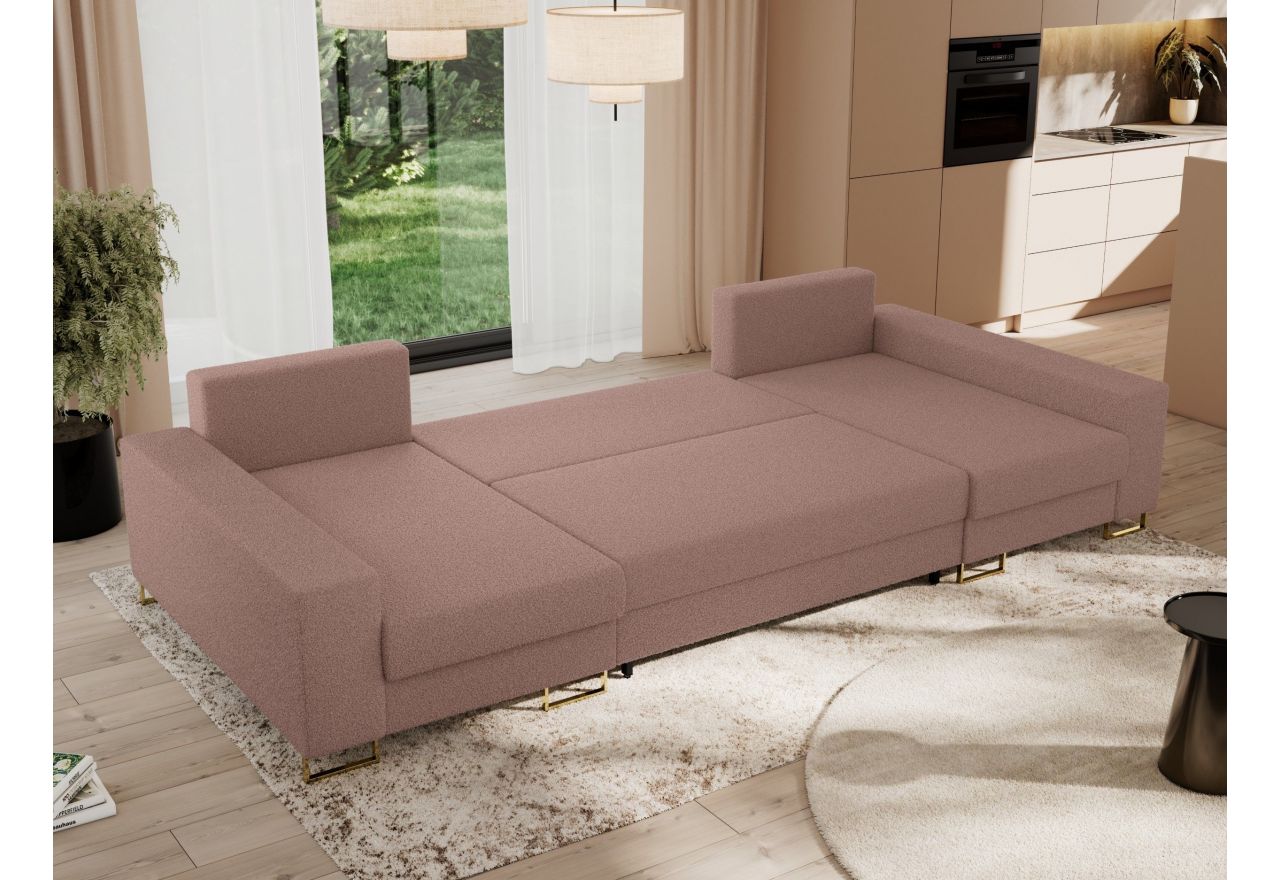 Narożnik DORIAN U - uniwersalny - różowy, boucle