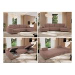 Narożnik DORIAN U - uniwersalny - różowy, boucle