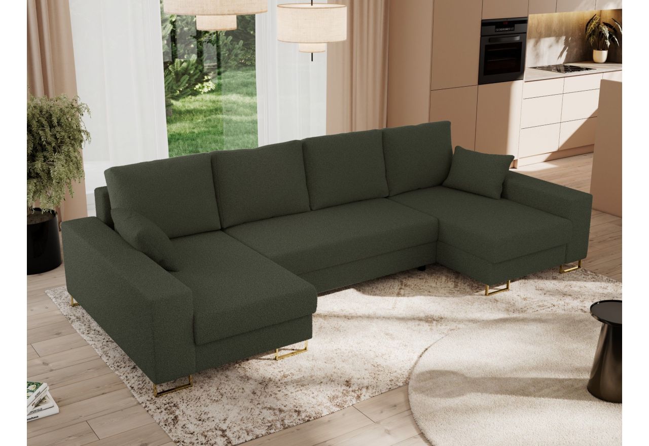 Narożnik DORIAN U - uniwersalny - zielony, boucle