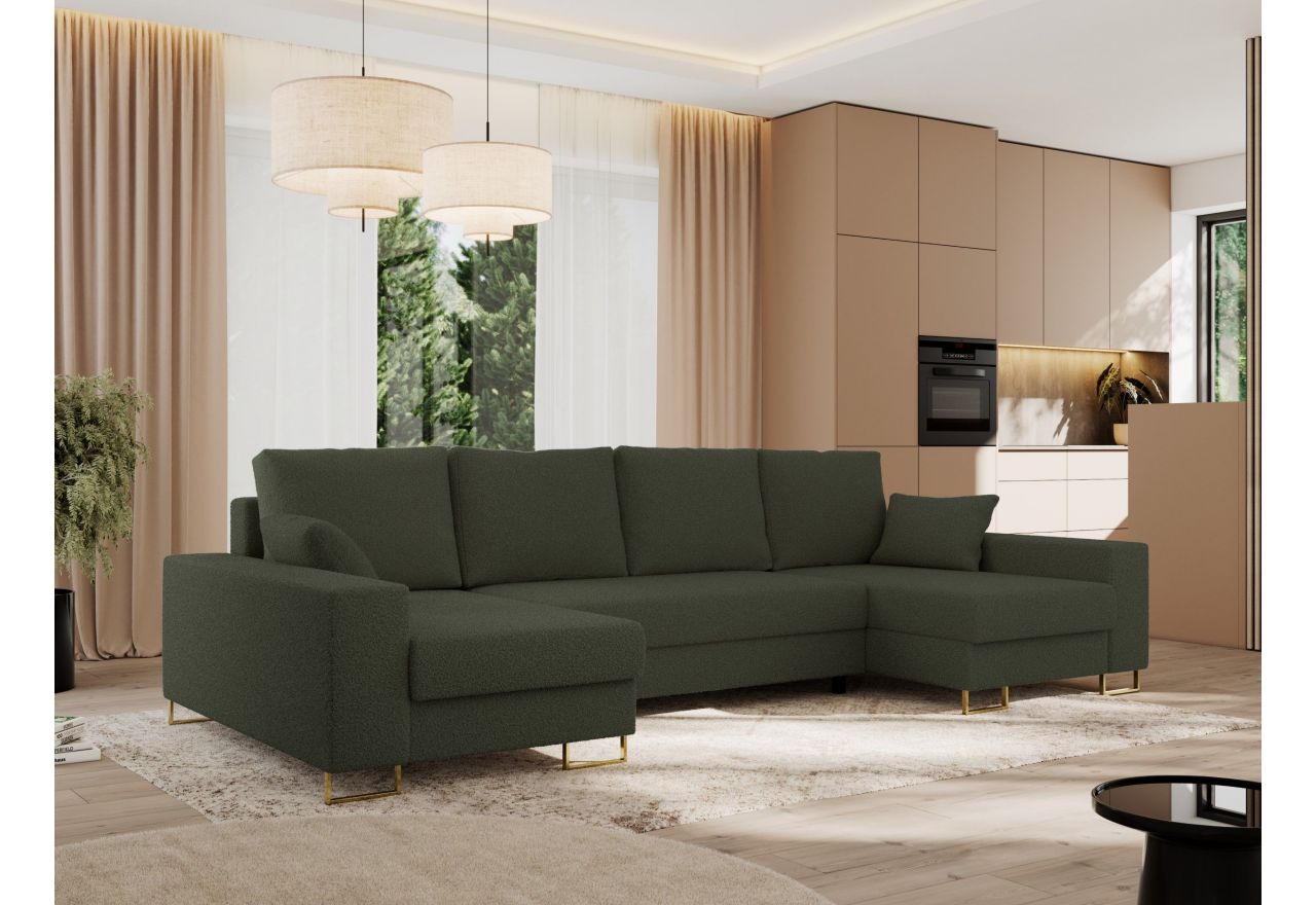 Narożnik DORIAN U - uniwersalny - zielony, boucle