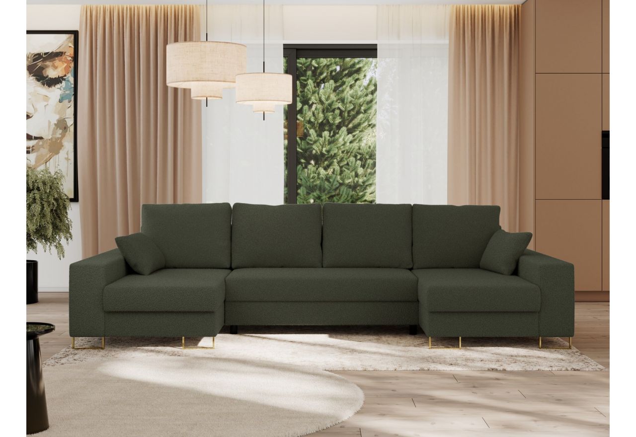 Narożnik DORIAN U - uniwersalny - zielony, boucle