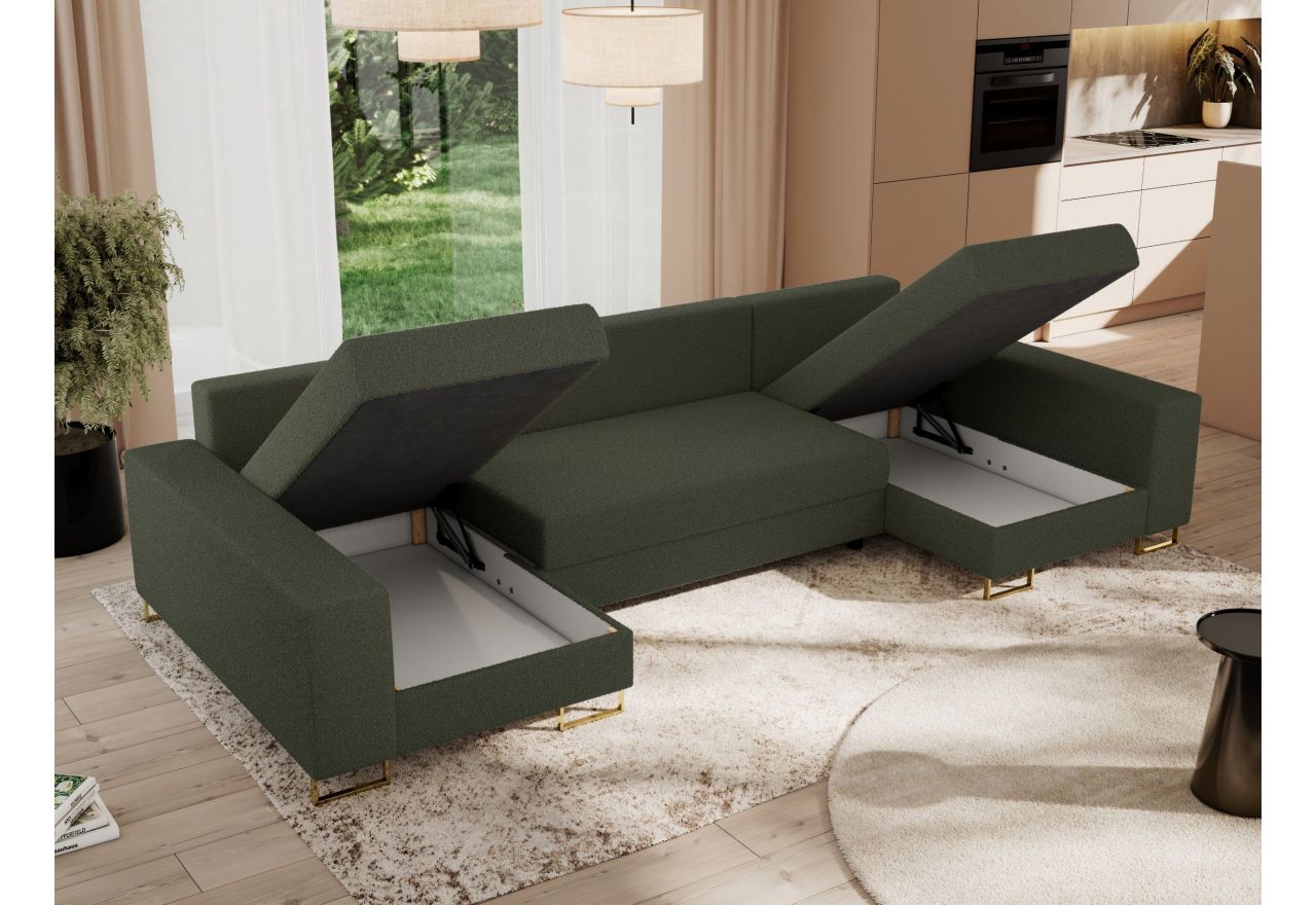 Narożnik DORIAN U - uniwersalny - zielony, boucle