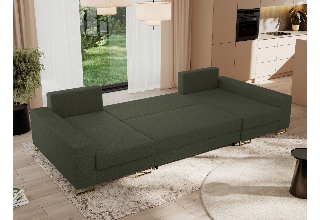 Narożnik DORIAN U - uniwersalny - zielony, boucle