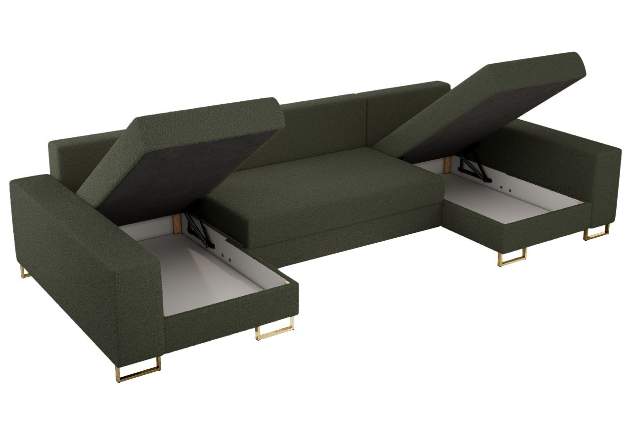 Narożnik DORIAN U - uniwersalny - zielony, boucle