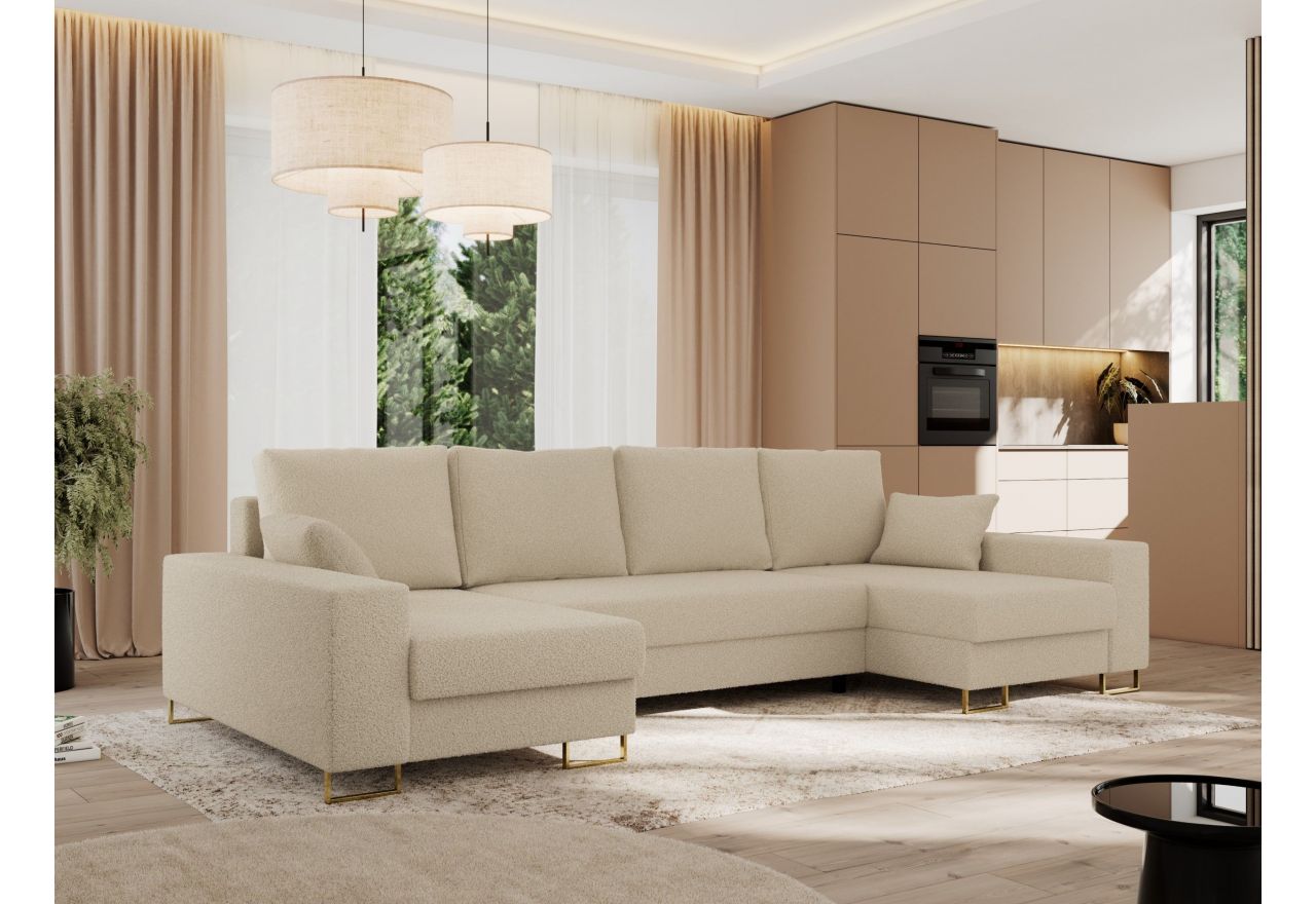 Narożnik DORIAN U - uniwersalny - kremowy, boucle