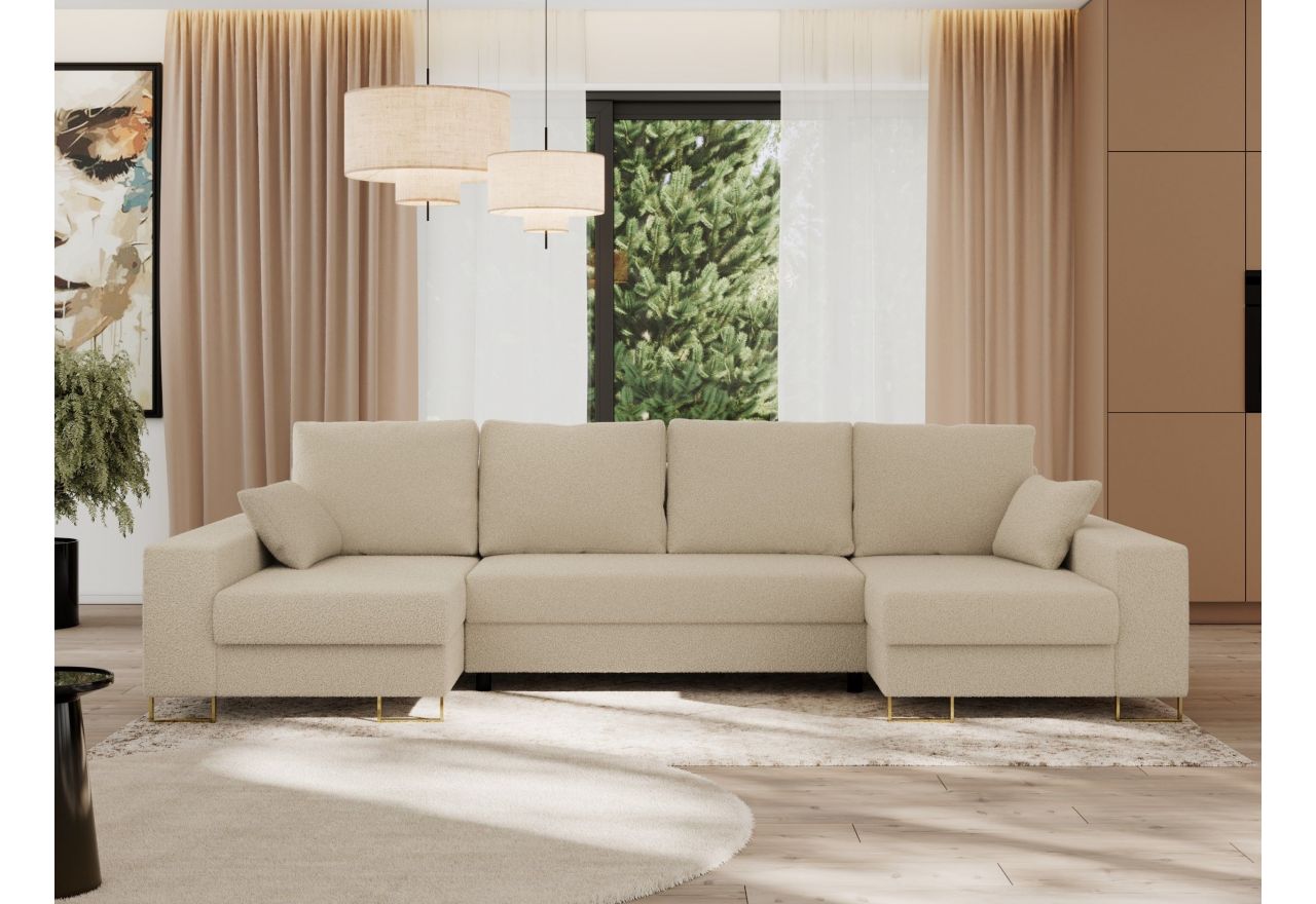 Narożnik DORIAN U - uniwersalny - kremowy, boucle