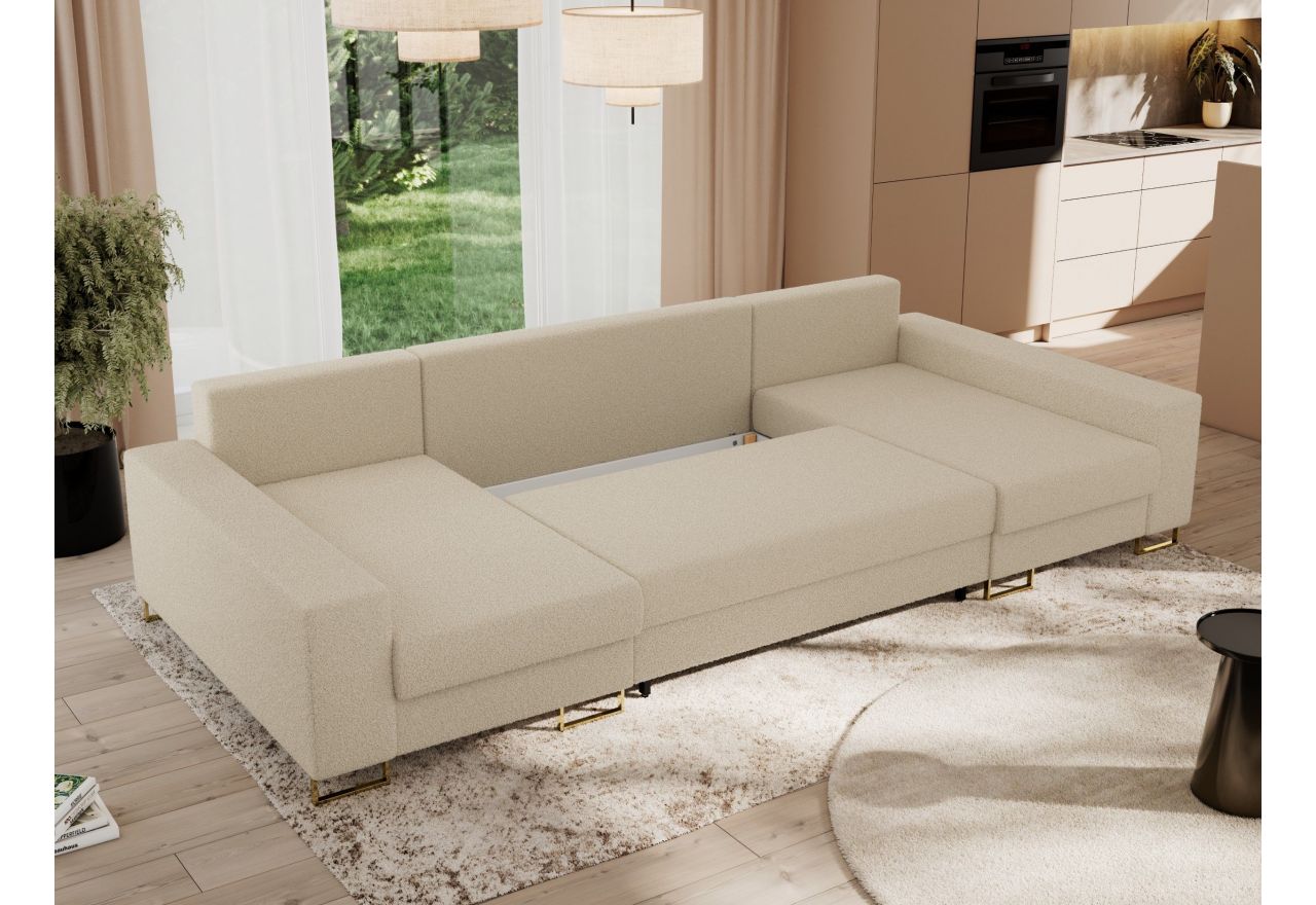 Narożnik DORIAN U - uniwersalny - kremowy, boucle