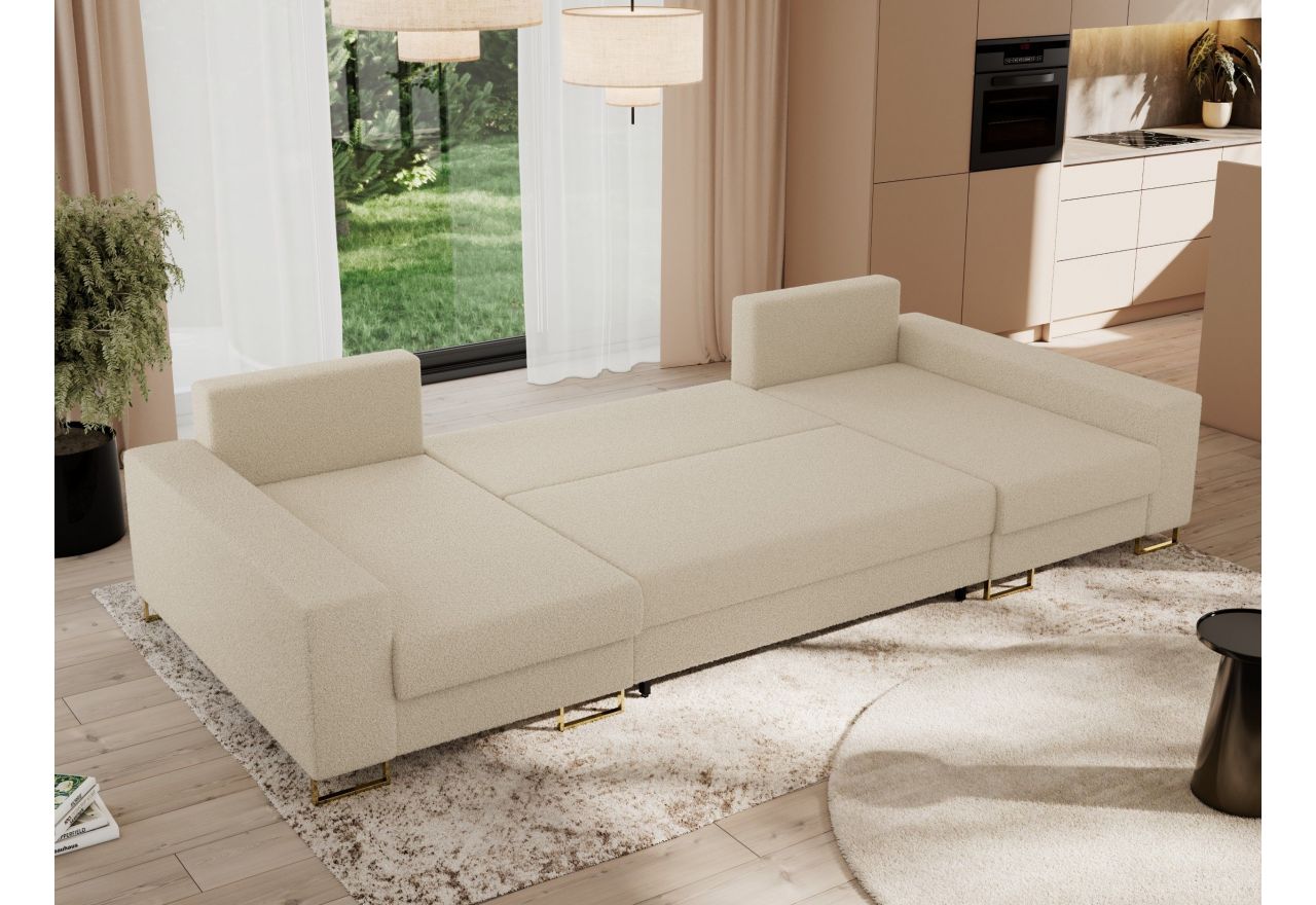 Narożnik DORIAN U - uniwersalny - kremowy, boucle