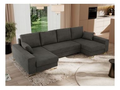 Narożnik DORIAN U - uniwersalny - ciemnoszary, welwet