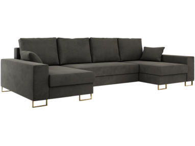 Narożnik DORIAN U - uniwersalny - ciemnoszary, welwet