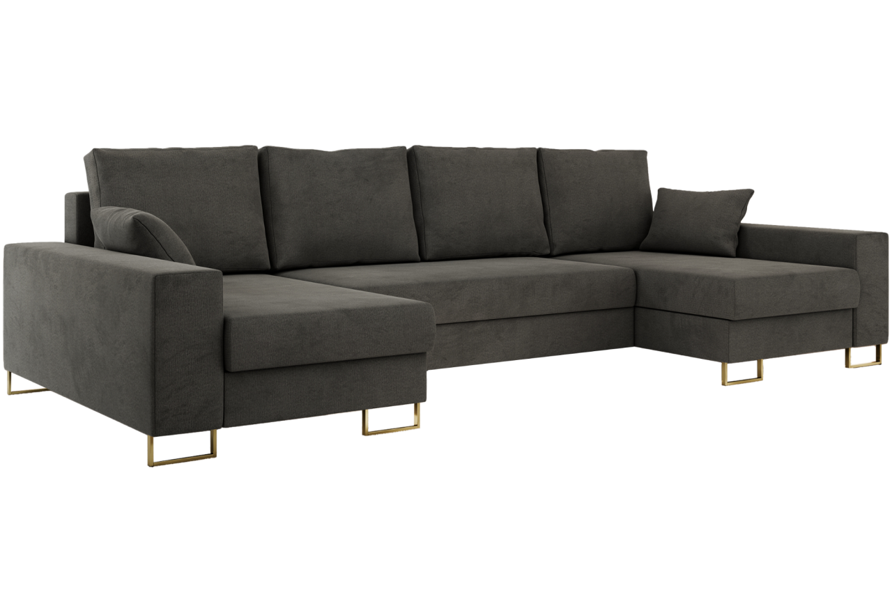 Narożnik DORIAN U - uniwersalny - ciemnoszary, welwet