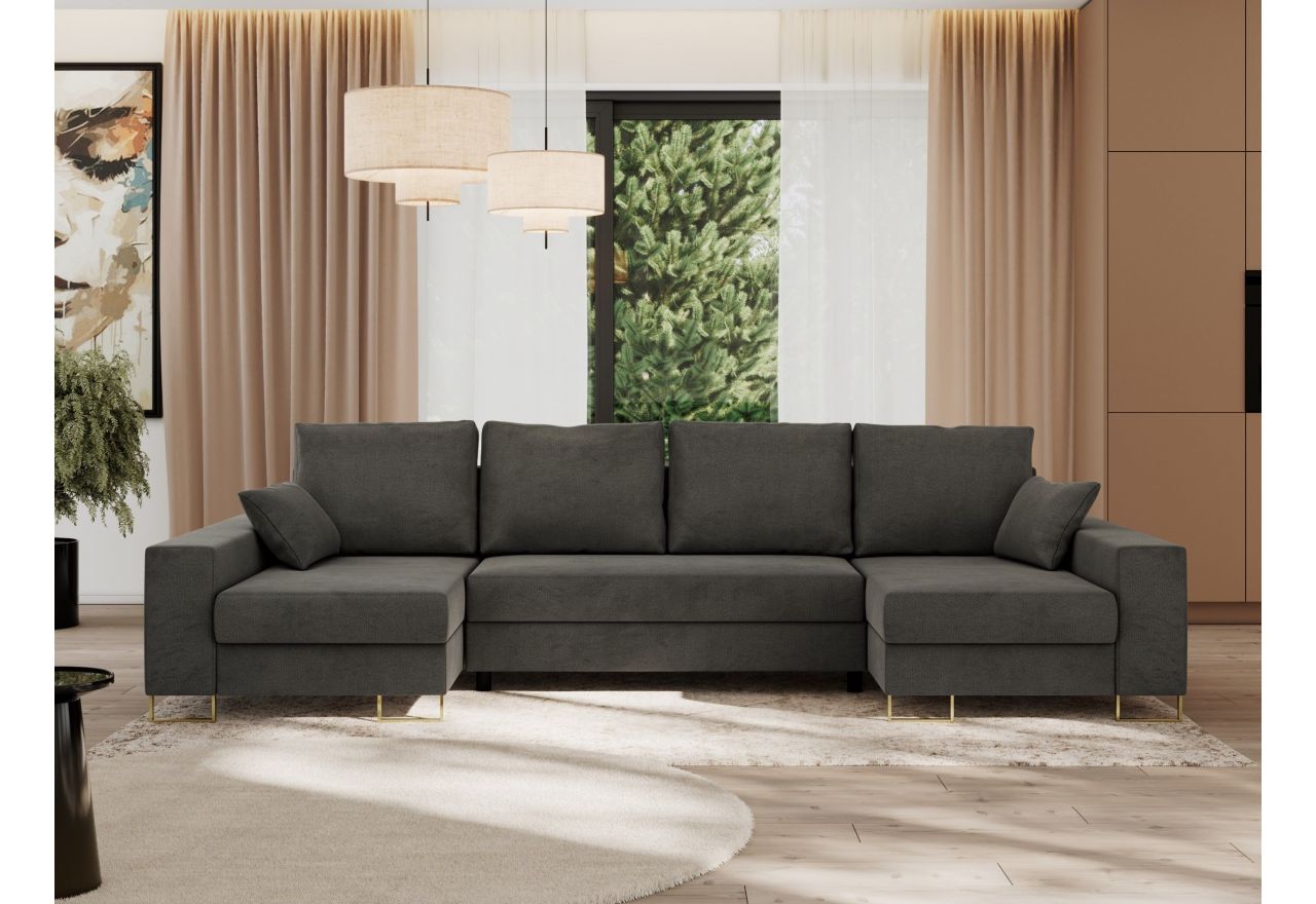 Narożnik DORIAN U - uniwersalny - ciemnoszary, welwet