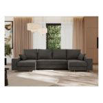 Narożnik DORIAN U - uniwersalny - ciemnoszary, welwet