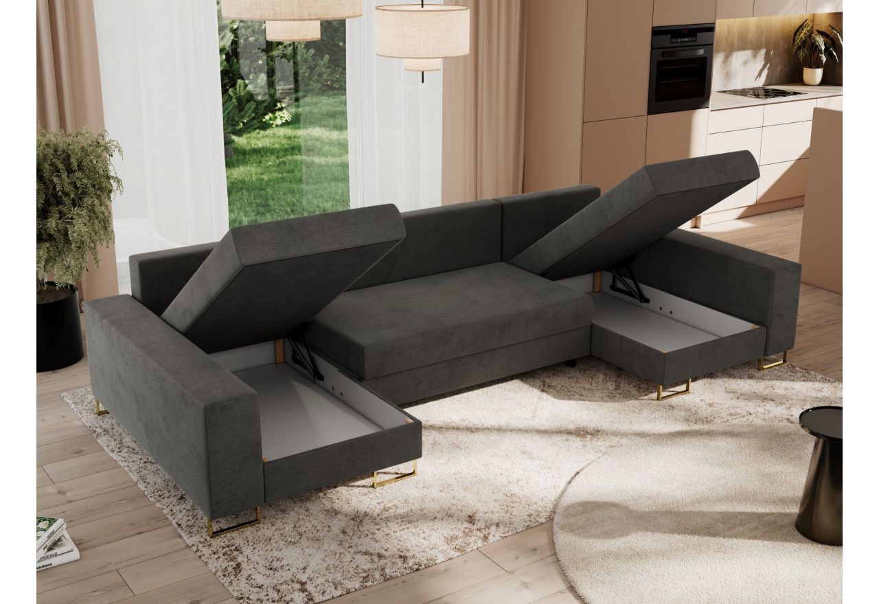 Narożnik DORIAN U - uniwersalny - ciemnoszary, welwet