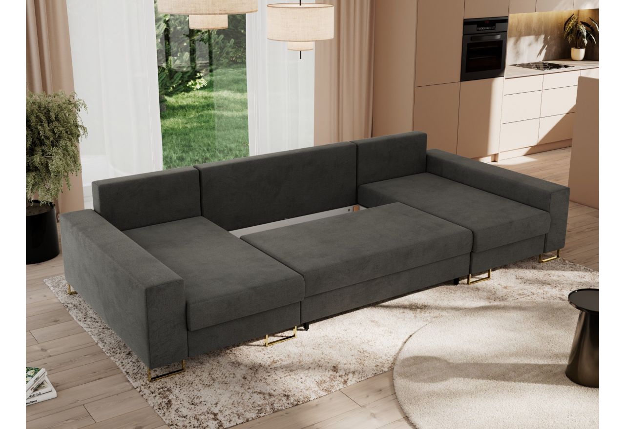 Narożnik DORIAN U - uniwersalny - ciemnoszary, welwet