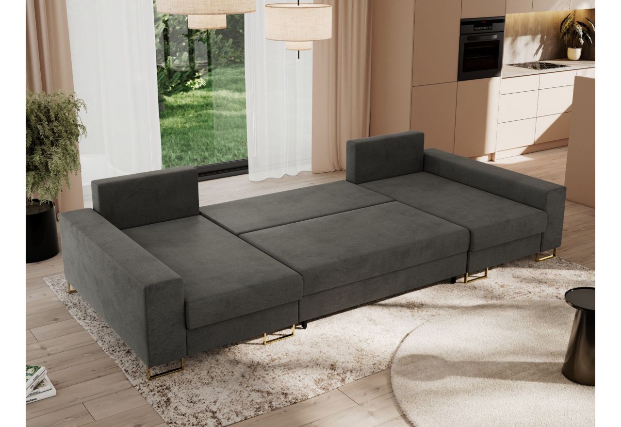 Narożnik DORIAN U - uniwersalny - ciemnoszary, welwet