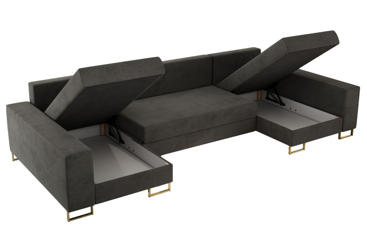 Narożnik DORIAN U - uniwersalny - ciemnoszary, welwet