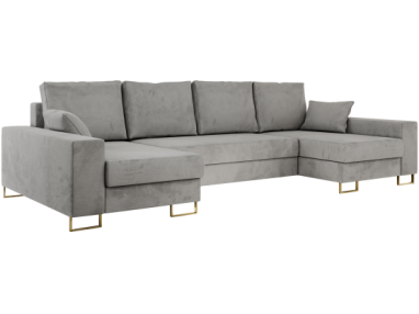 Narożnik DORIAN U - uniwersalny - jasnoszary, welwet