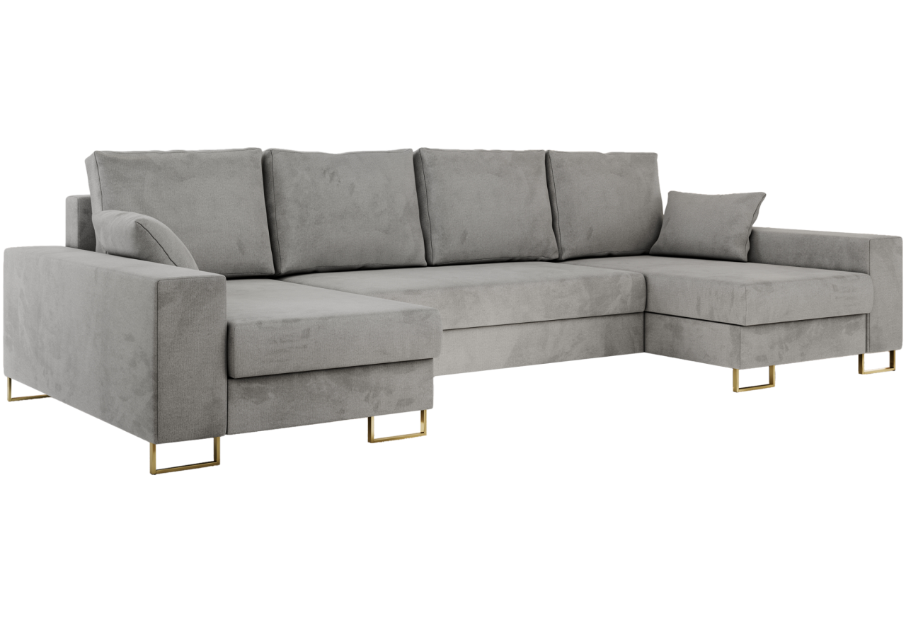 Narożnik DORIAN U - uniwersalny - jasnoszary, welwet