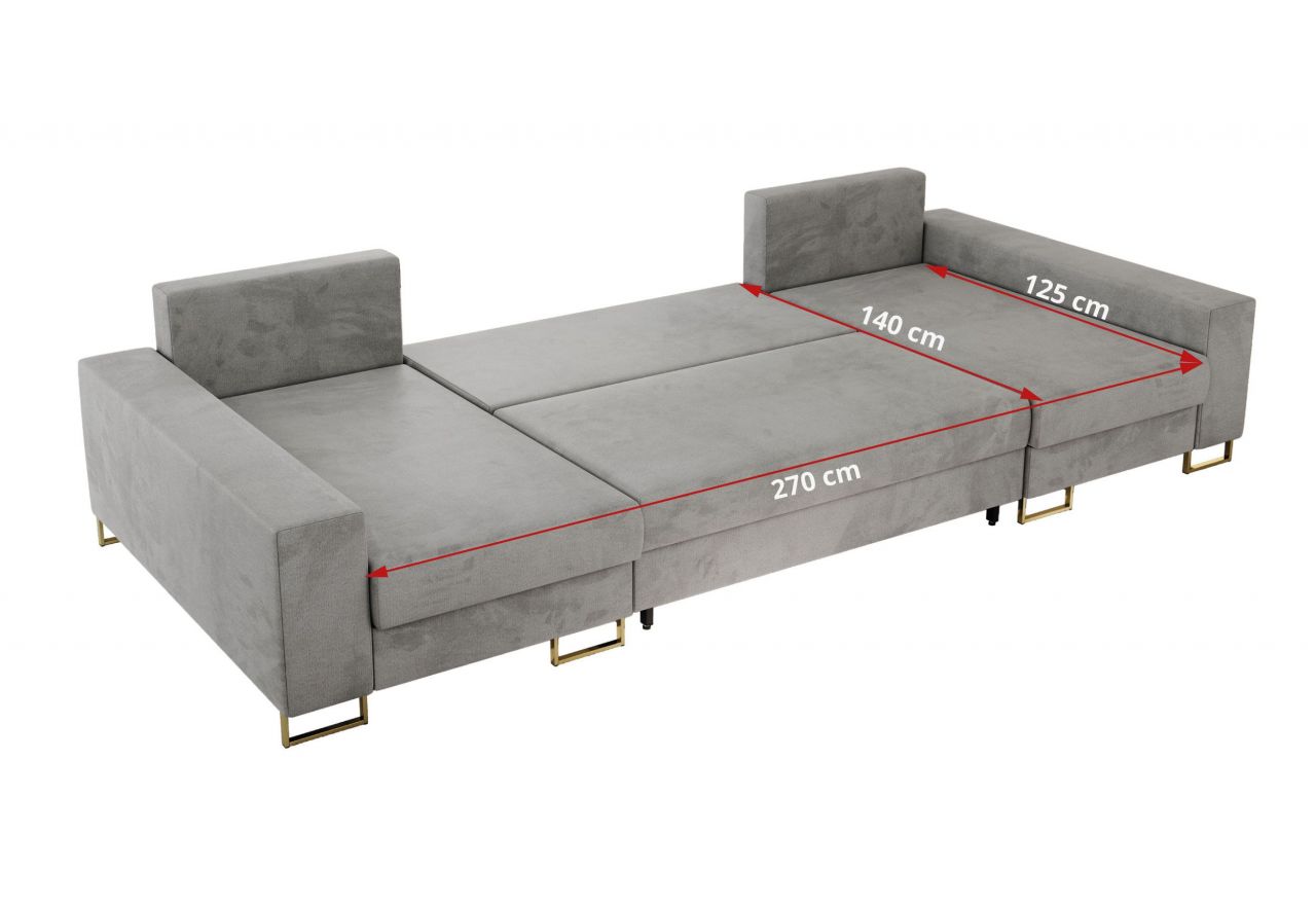 Narożnik DORIAN U - uniwersalny - jasnoszary, welwet