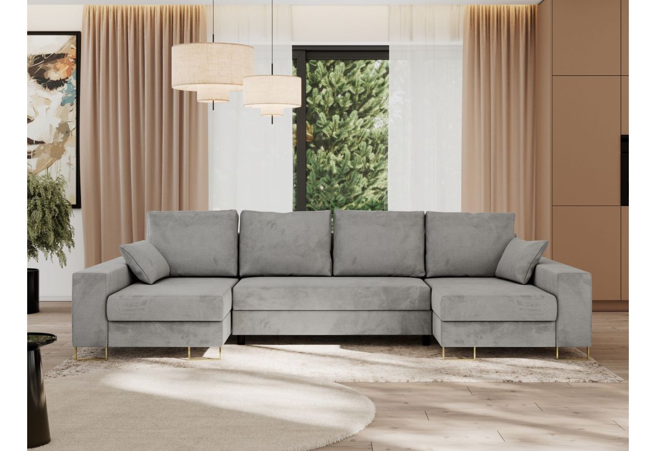 Narożnik DORIAN U - uniwersalny - jasnoszary, welwet