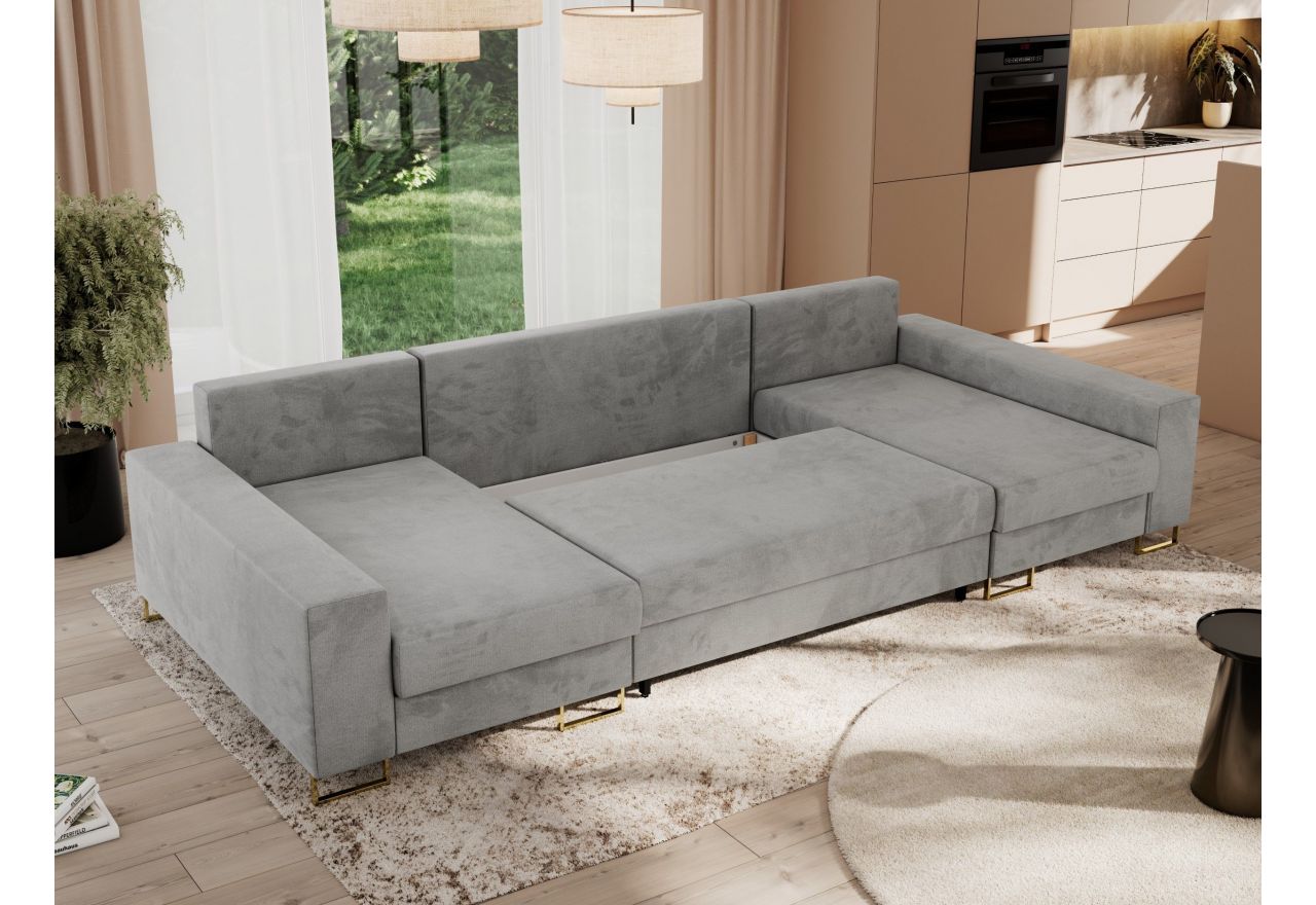 Narożnik DORIAN U - uniwersalny - jasnoszary, welwet