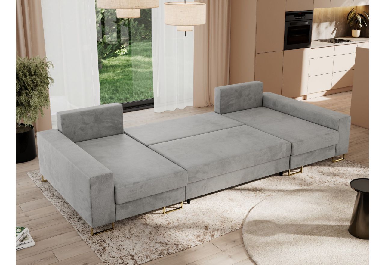 Narożnik DORIAN U - uniwersalny - jasnoszary, welwet