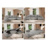 Narożnik DORIAN U - uniwersalny - jasnoszary, welwet