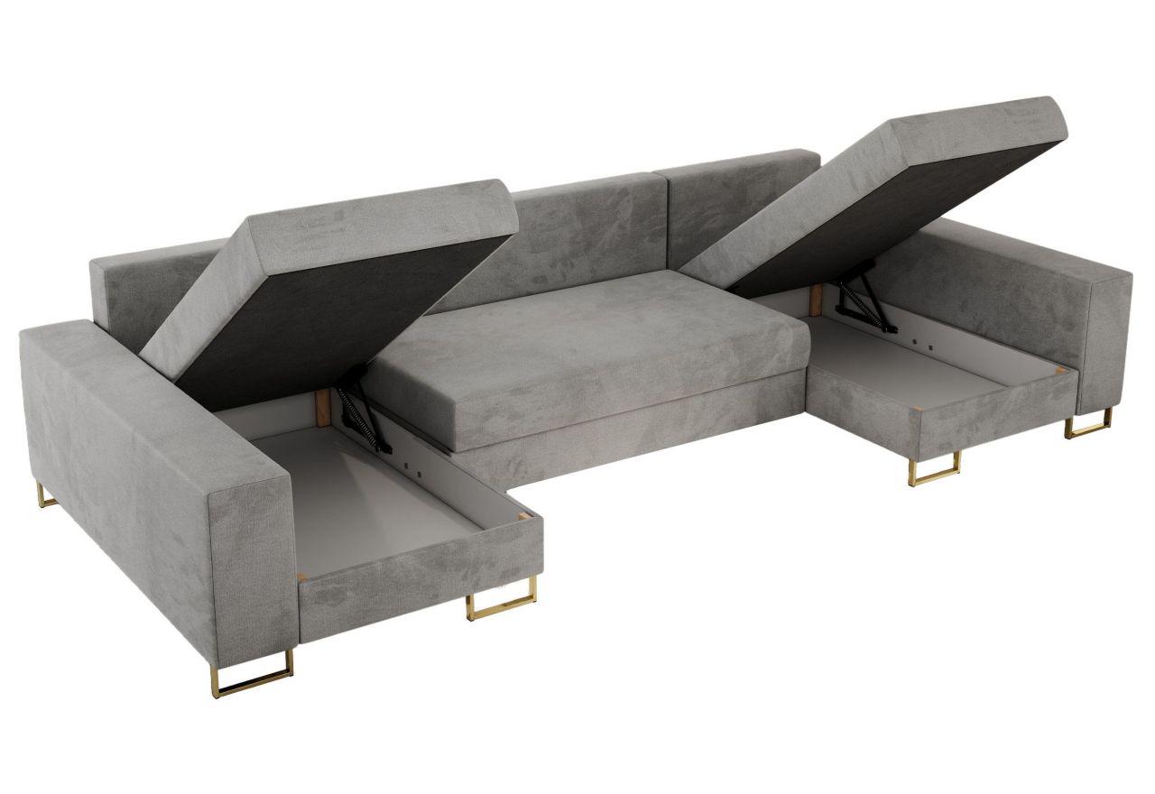 Narożnik DORIAN U - uniwersalny - jasnoszary, welwet