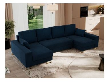 Narożnik DORIAN U - uniwersalny - ciemnoniebieski, welwet