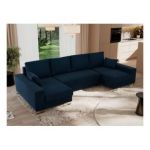 Narożnik DORIAN U - uniwersalny - ciemnoniebieski, welwet