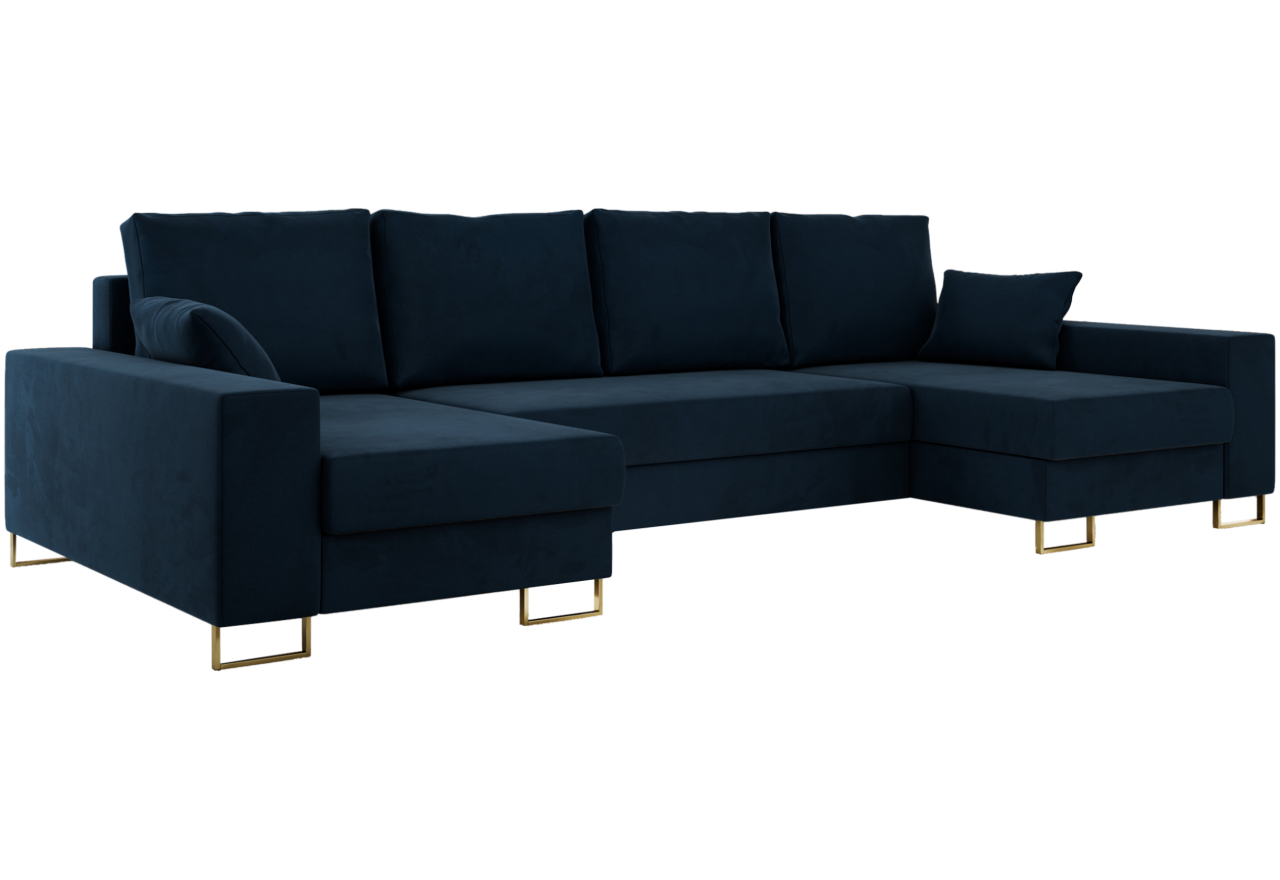 Narożnik DORIAN U - uniwersalny - ciemnoniebieski, welwet