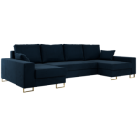 Narożnik DORIAN U - uniwersalny - ciemnoniebieski, welwet