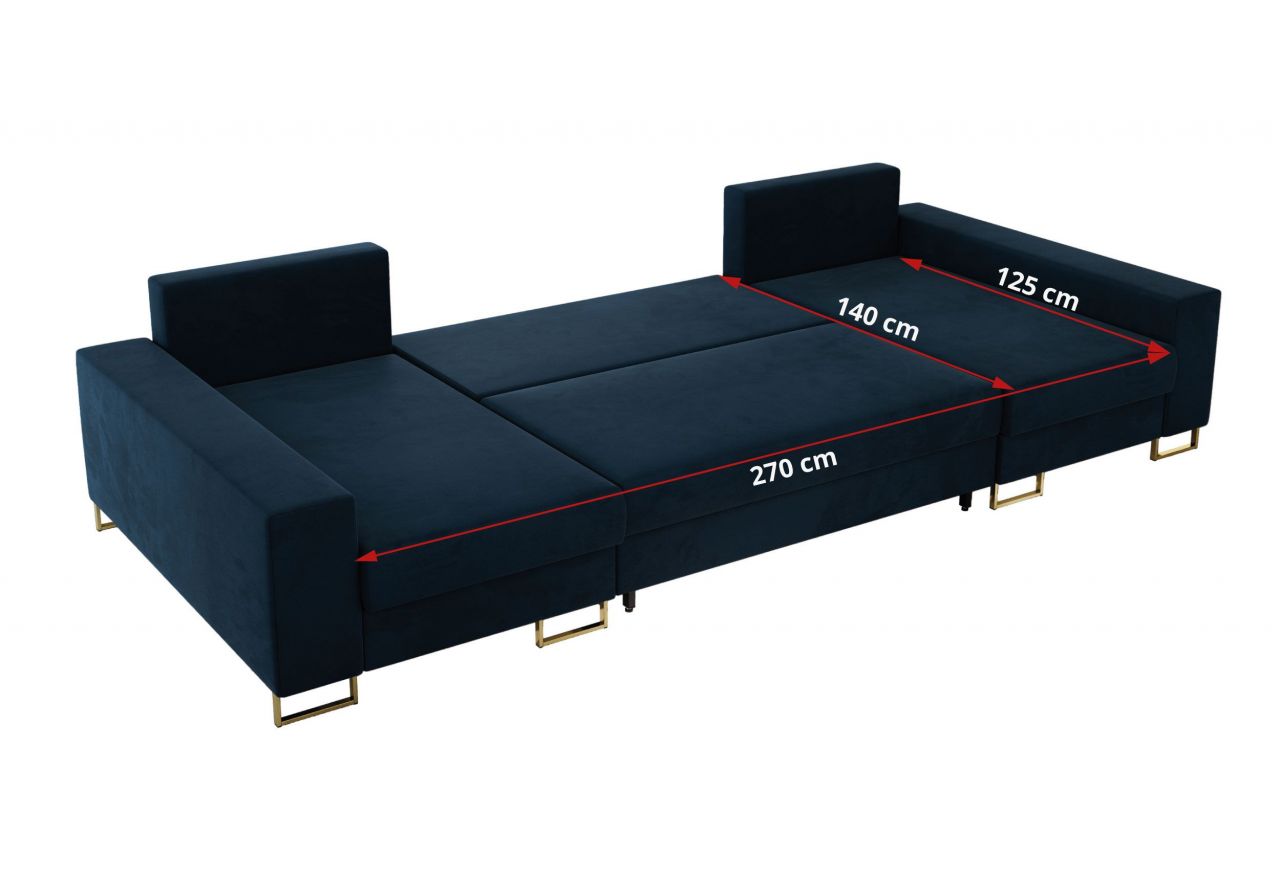 Narożnik DORIAN U - uniwersalny - ciemnoniebieski, welwet