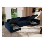 Narożnik DORIAN U - uniwersalny - ciemnoniebieski, welwet