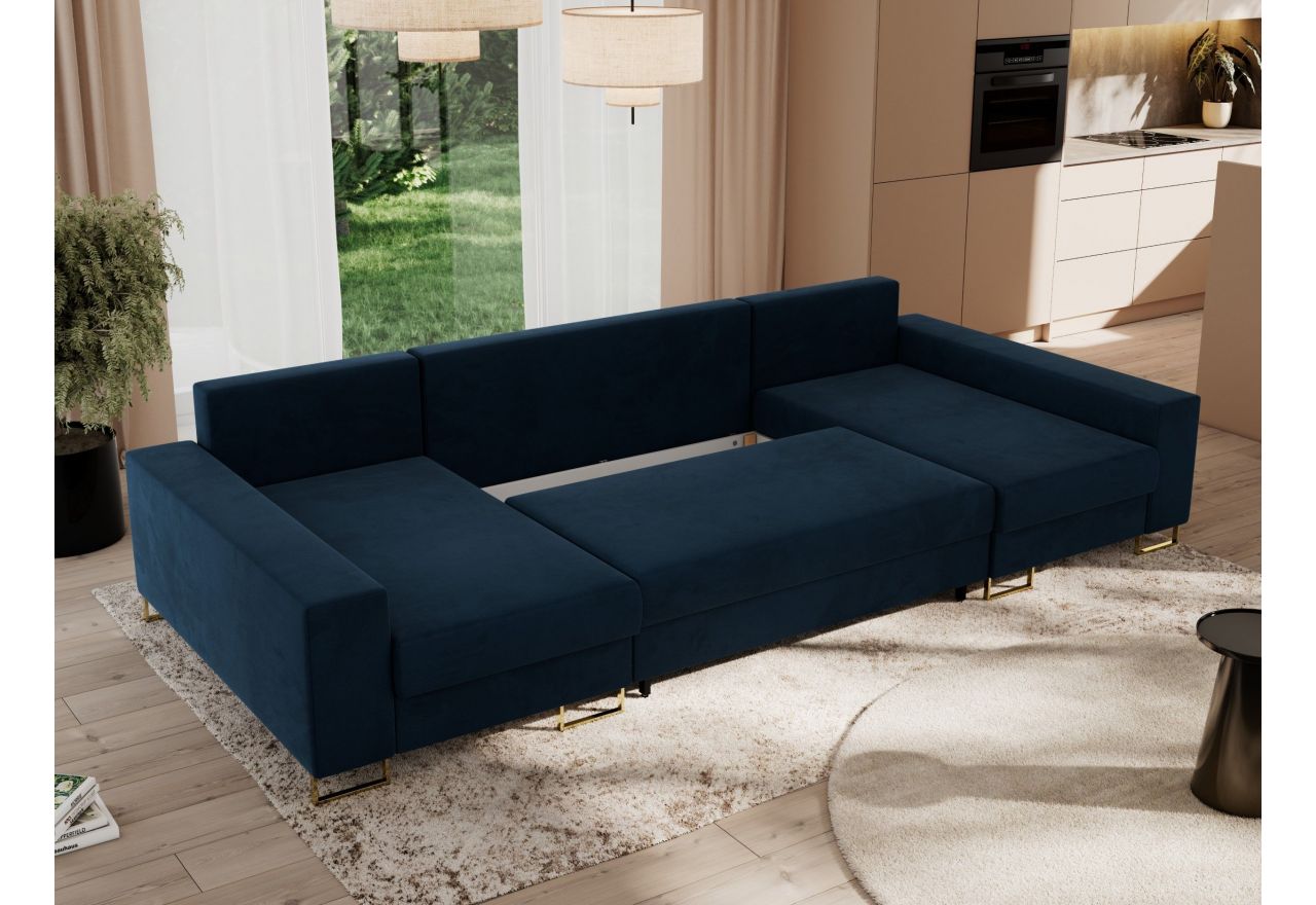 Narożnik DORIAN U - uniwersalny - ciemnoniebieski, welwet