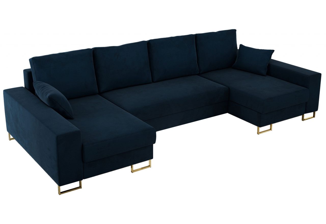 Narożnik DORIAN U - uniwersalny - ciemnoniebieski, welwet