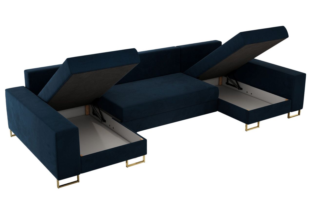 Narożnik DORIAN U - uniwersalny - ciemnoniebieski, welwet