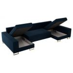 Narożnik DORIAN U - uniwersalny - ciemnoniebieski, welwet