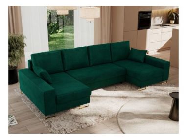 Narożnik DORIAN U - uniwersalny - ciemnozielony, welwet