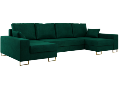 Narożnik DORIAN U - uniwersalny - ciemnozielony, welwet